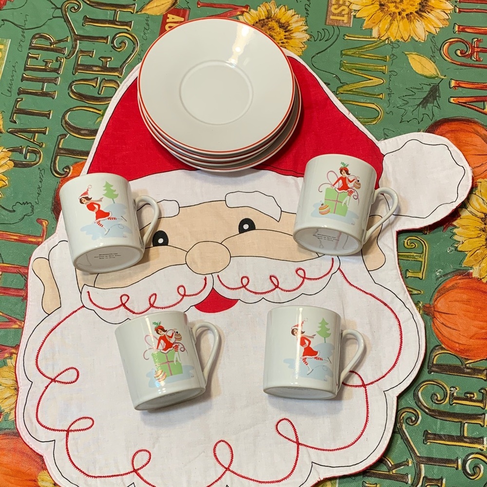 Vintage WENDOVERLANE Designed by Mary Kober Festive Expresso Cup/ Plate Set